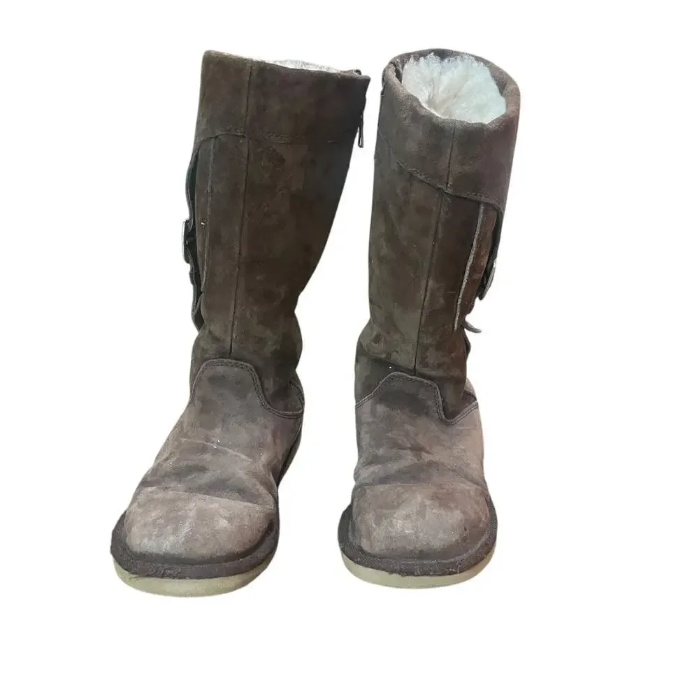 UGG Australia Women's Brown Suede Cargo III Mid Calf Boots